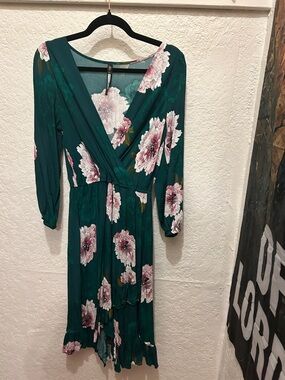 Plenty by Tracy Reese Teal Wrap Dress with Pink Floral